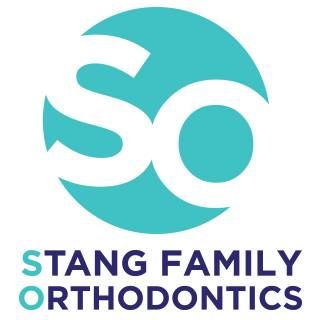 Teal logo and text reading “Stang Family Orthodontics”