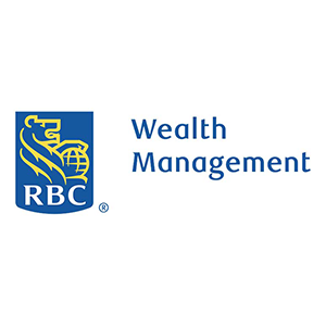 RBC Wealth Management logo with blue and gold lion emblem and blue text on white background