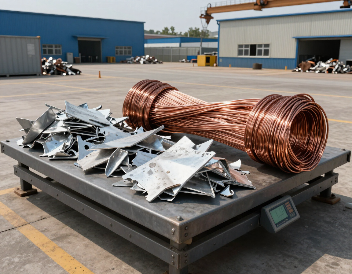 Sorted copper and aluminum scrap metal ready for recycling