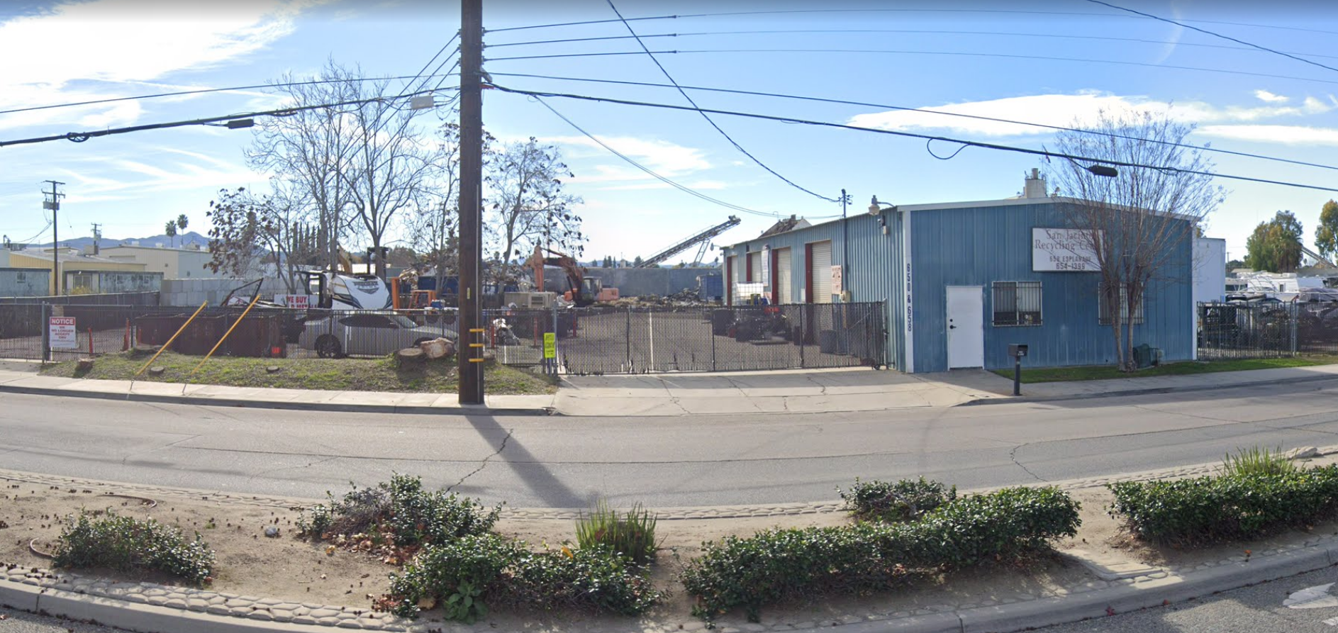 San Jacinto Recycling Center commercial recycling facility on W Esplanade Avenue