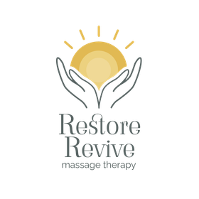 Restore Revive Massage Therapy two hands holding a rising sun
