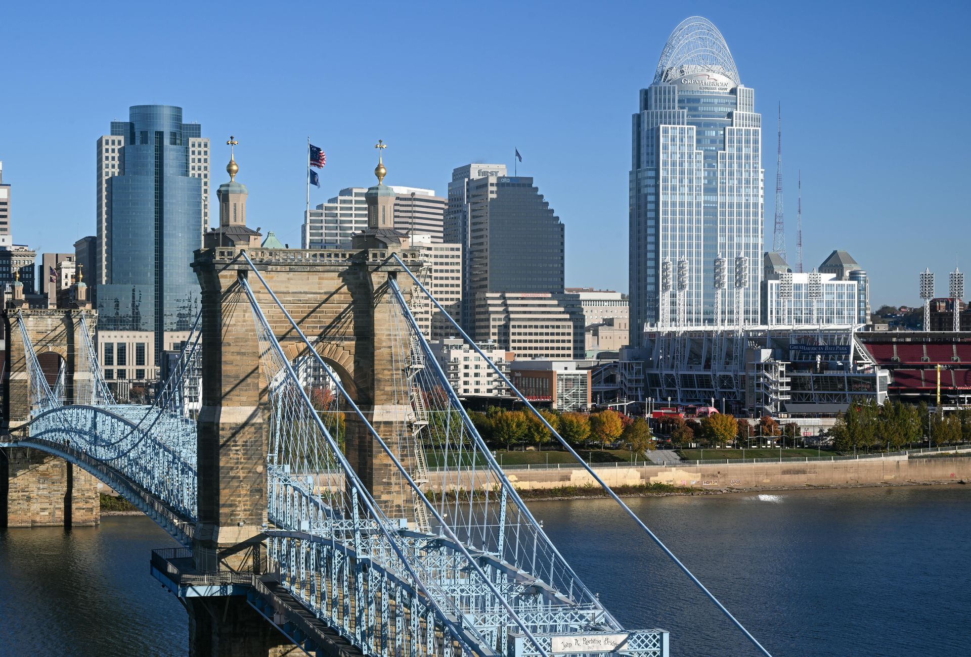 Cincinnati, OH riverfront skyline and suspension bridge - ARCH Property Management service area