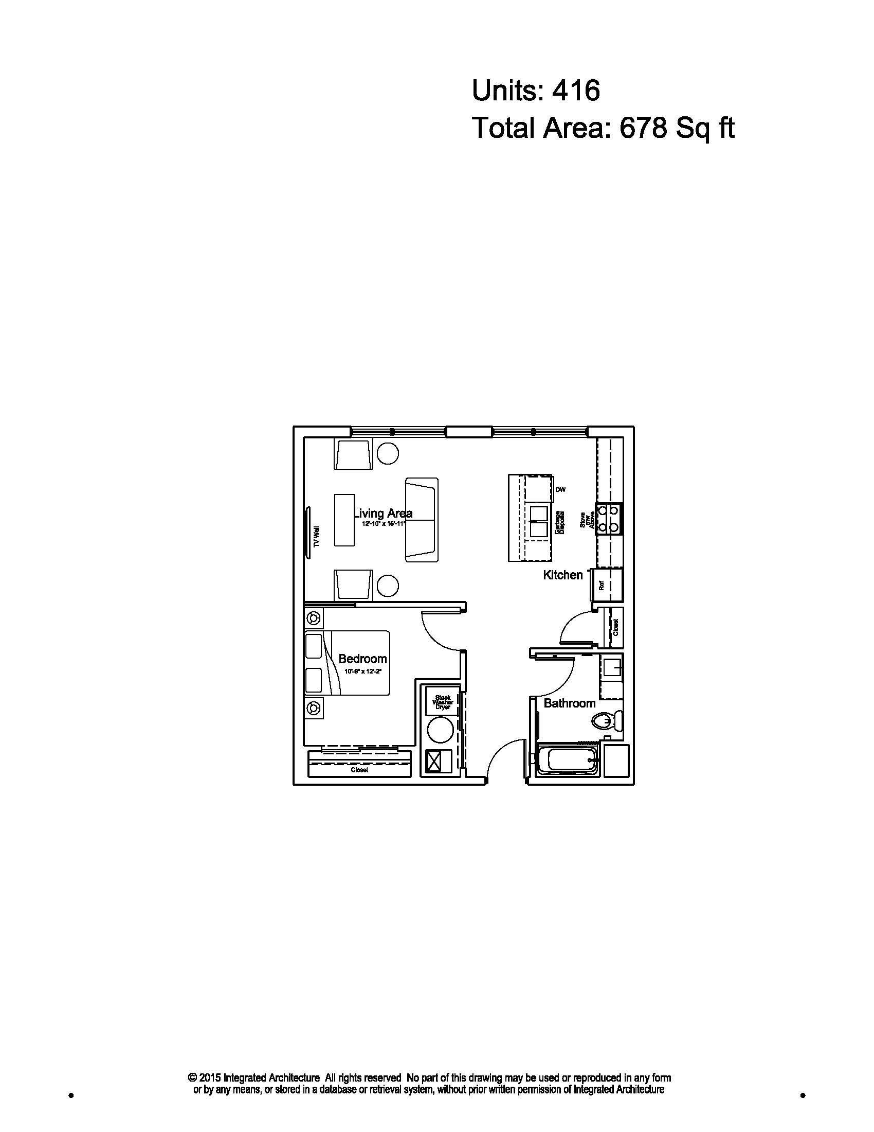 Small black-and-white apartment floor plan with labeled rooms and “Unit 4-8” at the top.