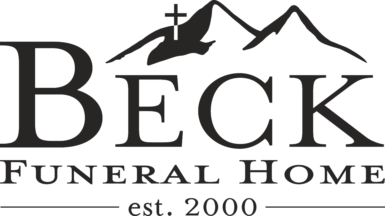 Beck Funeral Home logo with mountain and cross, &ldquo;est. 2000&rdquo; text