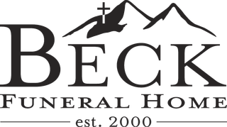 Beck Funeral Home logo with mountain and cross, &ldquo;est. 2000&rdquo; text