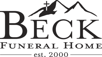Beck Funeral Home logo with mountain and cross, &ldquo;est. 2000&rdquo; text
