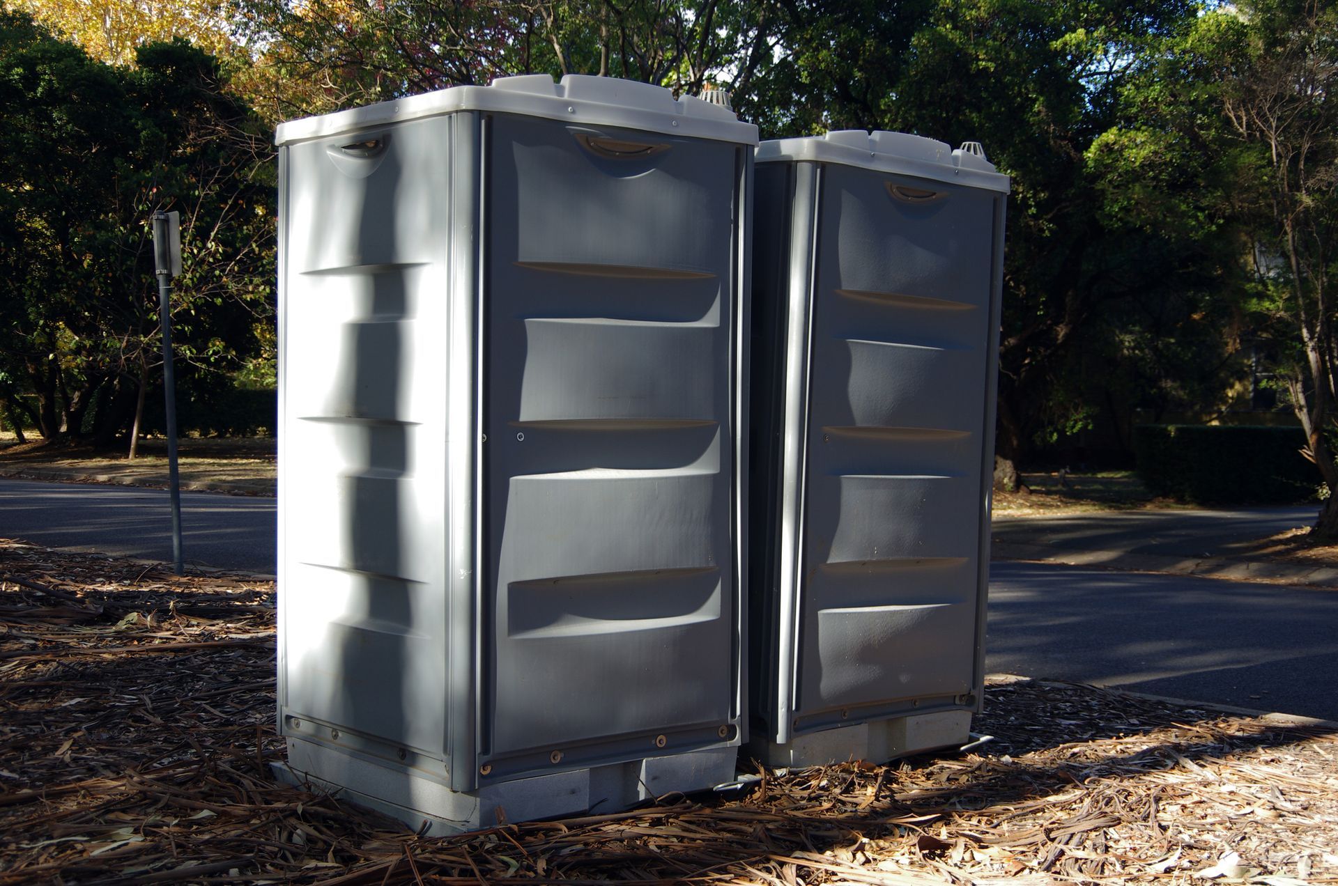Two portable toilets.