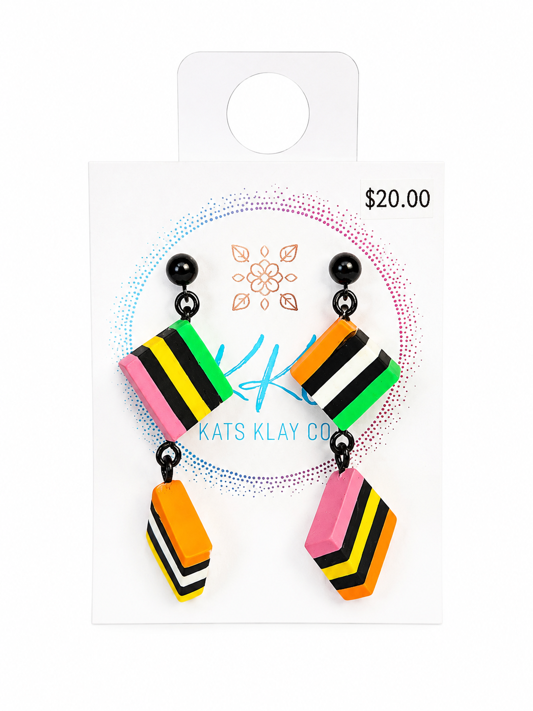 Liquorice Allsorts Lolly Double Dangle Earrings