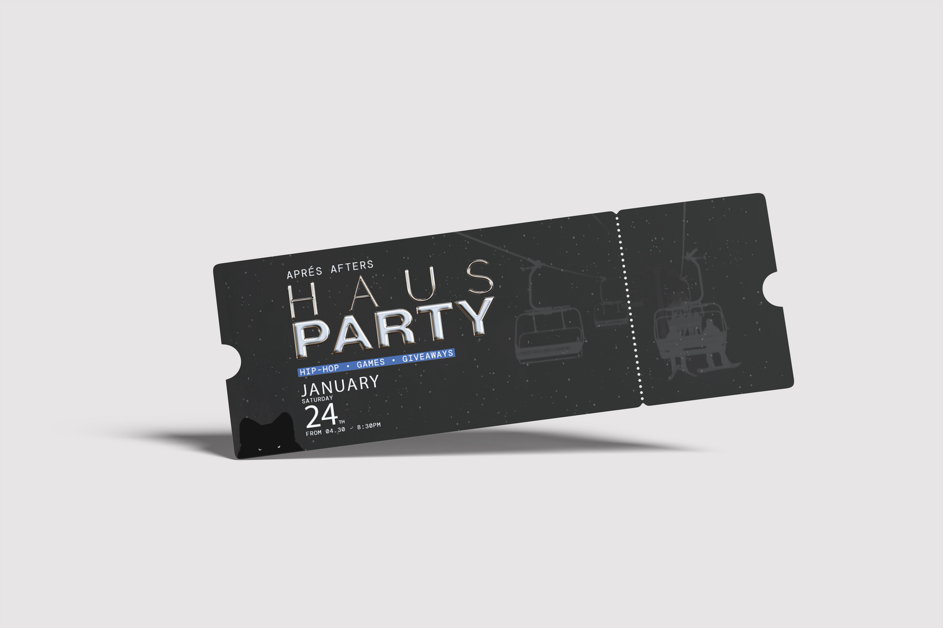 Black ticket image for local event