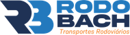 O logotipo da Rodo Bach Transportes Rodoviários é azul e laranja