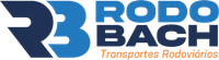 O logotipo da Rodo Bach Transportes Rodoviários é azul e laranja