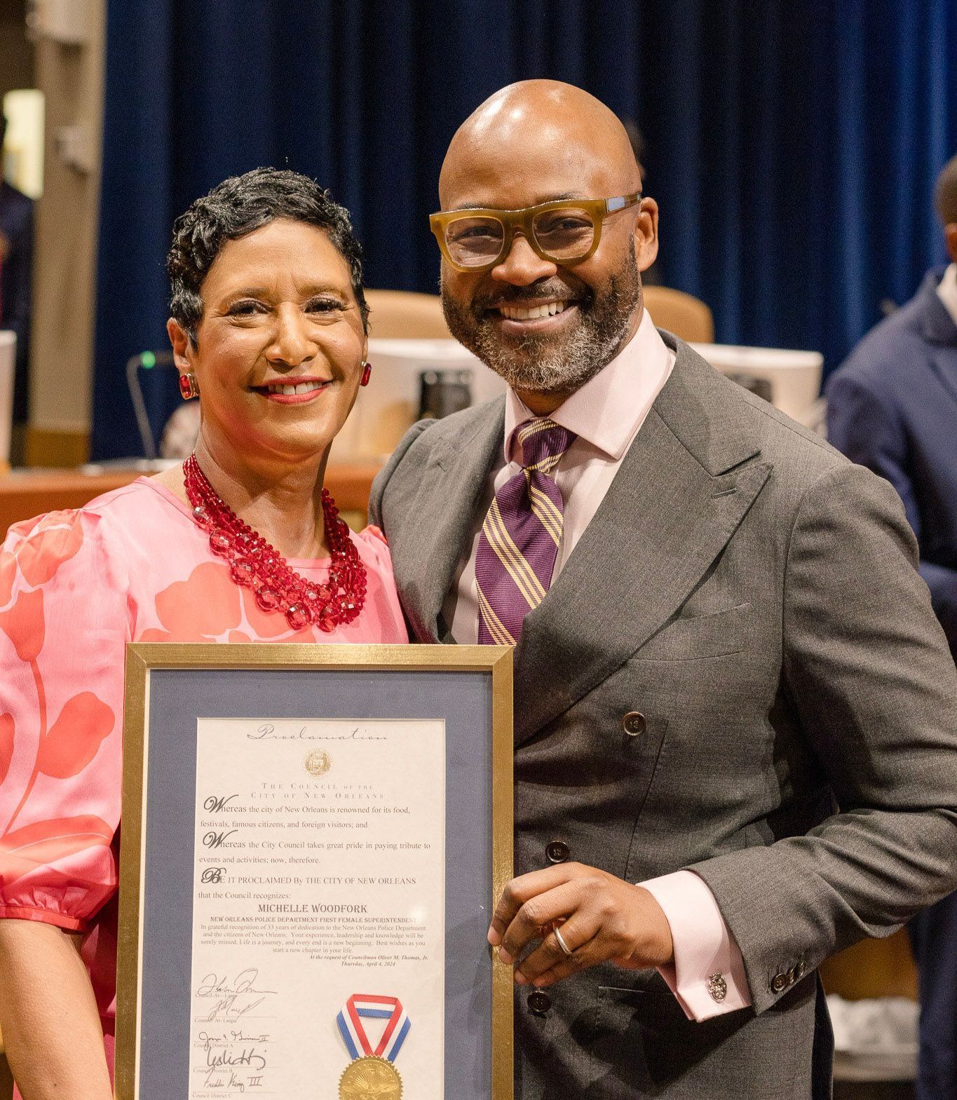Michelle Woodfork and District Attorney Jason Williams