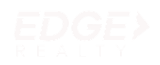 A white logo for edge realty on a white background.