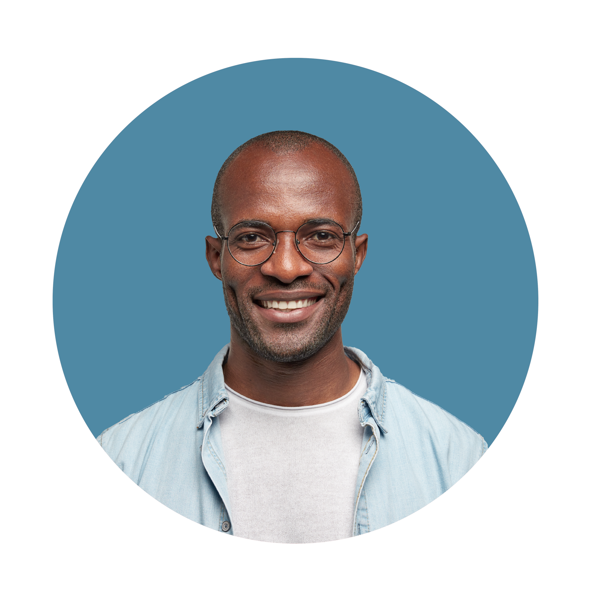 Male patient with glasses smiling