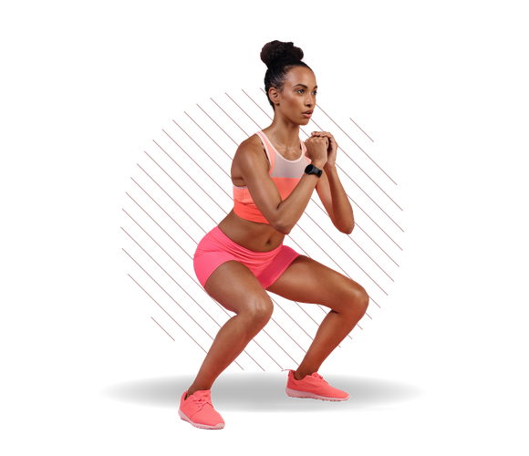 Woman squating during a physical therapy exercise