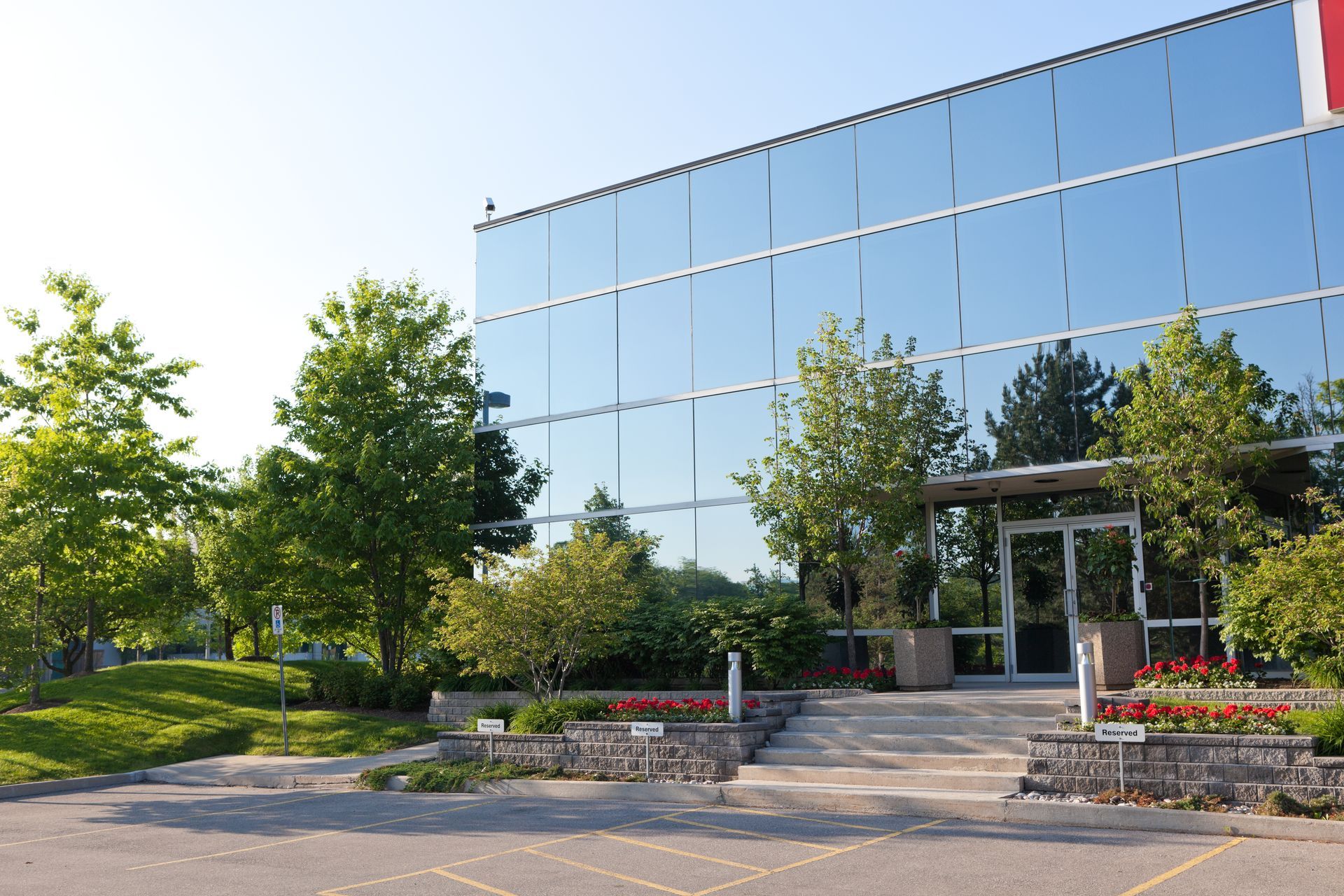 Landscape Design — Commercial Building With Nice Landscaping in Lombard, IL