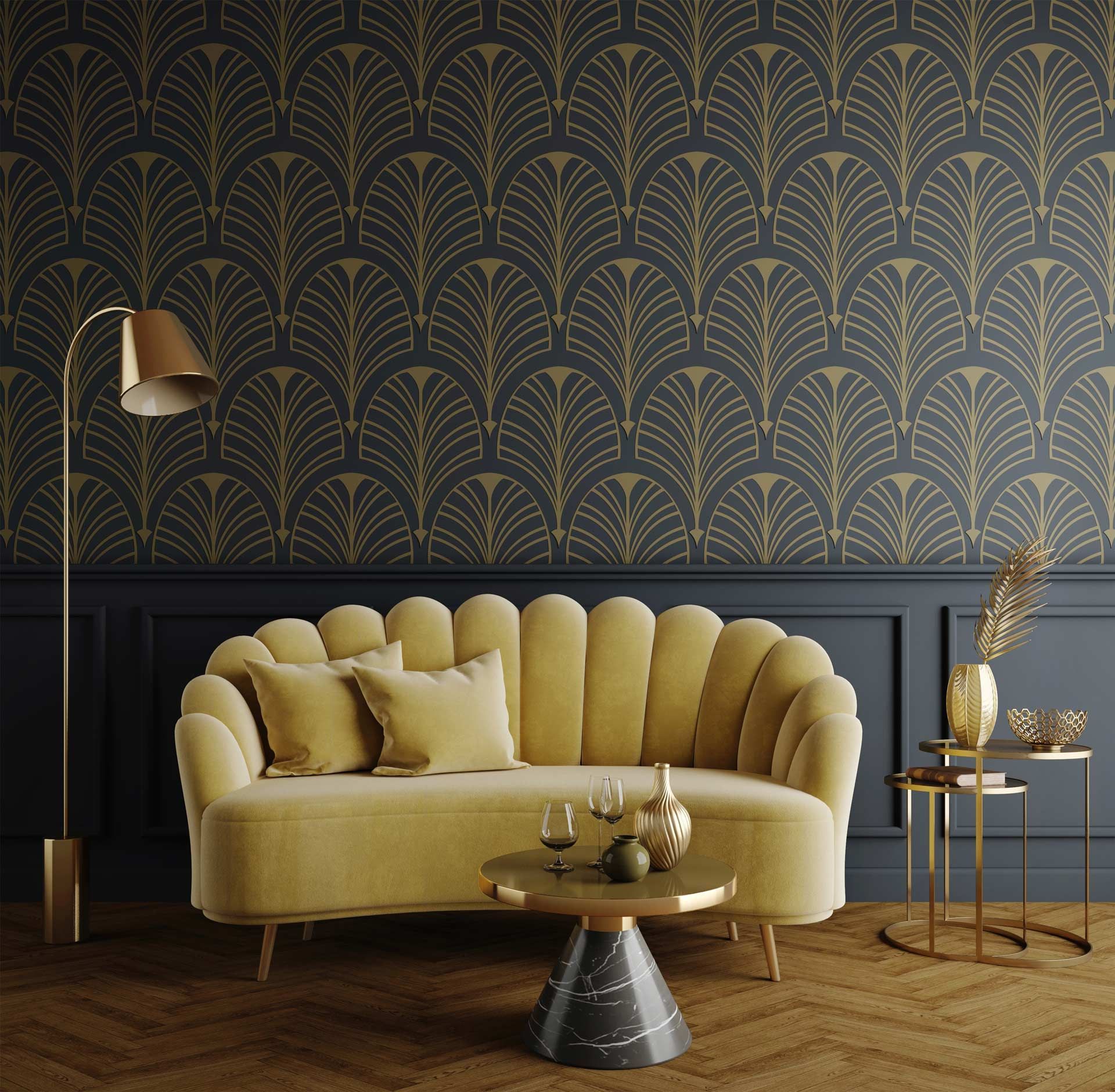 Black Wallpaper in Living Room