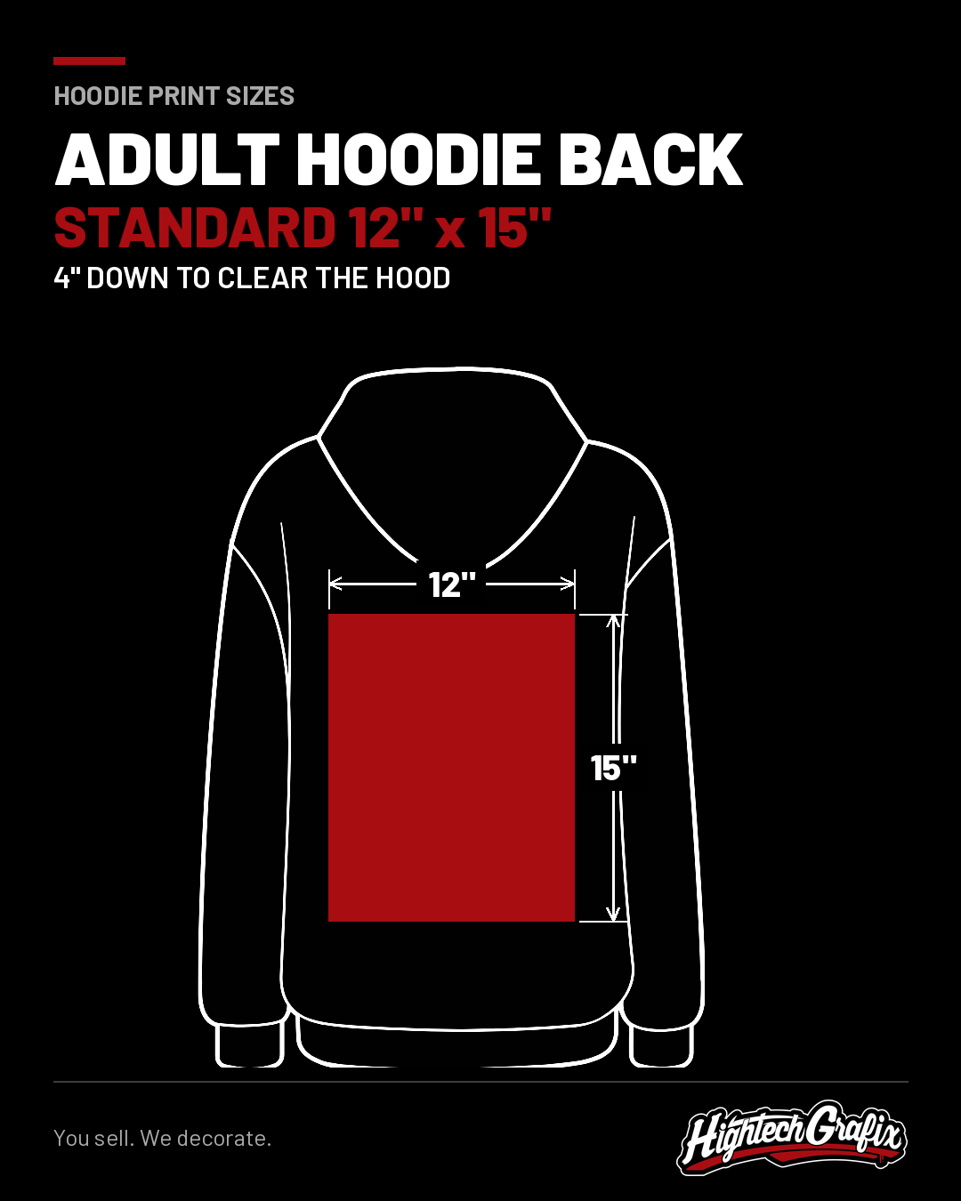 Adult hoodie back, standard 12 x 15 inches