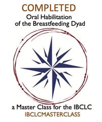 Logo for “Completed Oral Habilitation of the Breastfeeding Dyad,” a master class for IBCLCs, with compass graphic