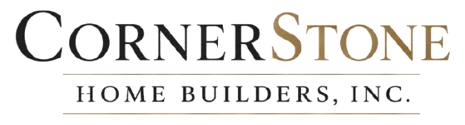 CornerStone Home Builders, Inc. logo in black and gold text on a white background