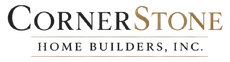 CornerStone Home Builders, Inc. logo in black and gold text on a white background