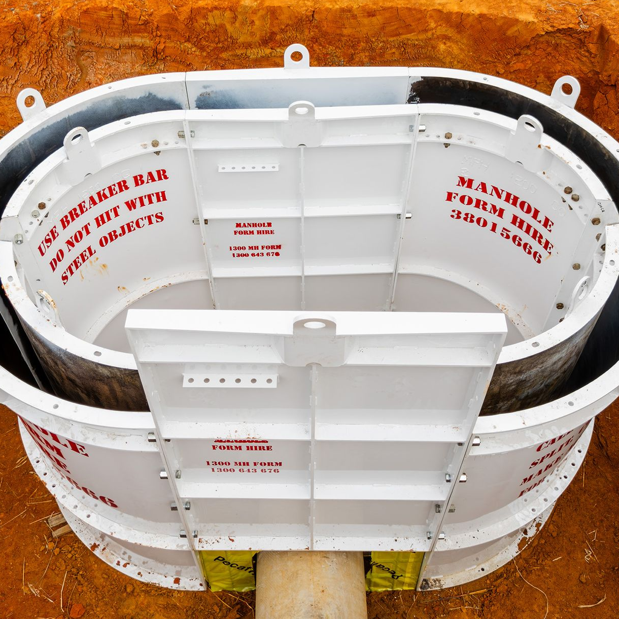 Manhole Form Hire drum and pour boards extension