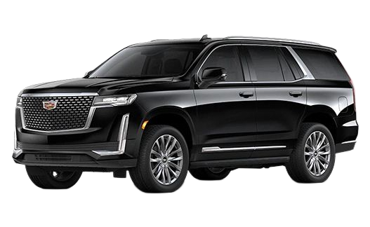 Black Cadillac Escalade SUV on a white background