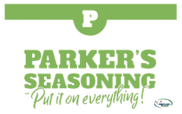 The logo for parker 's seasoning put it on everything