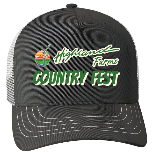 A highland farms country fest trucker hat