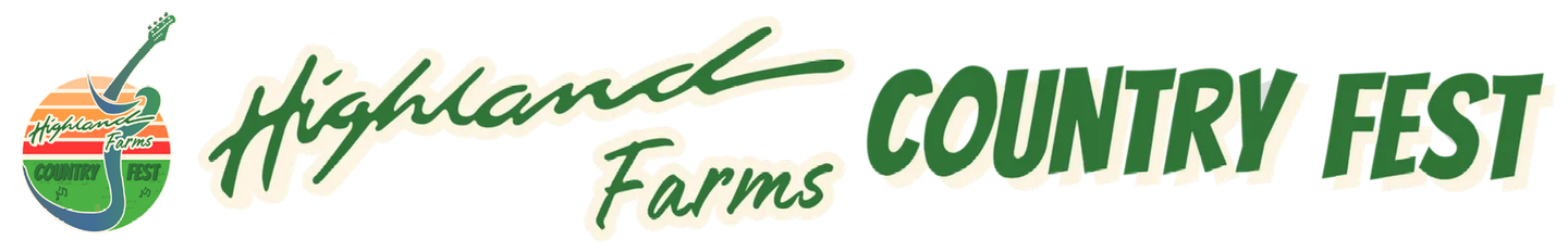 The logo for the highland farms country fest