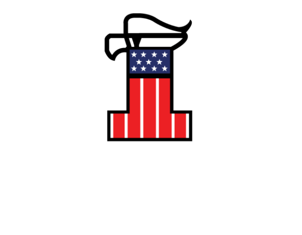 A letter i with an american flag on it.