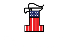 A letter i with an american flag on it.