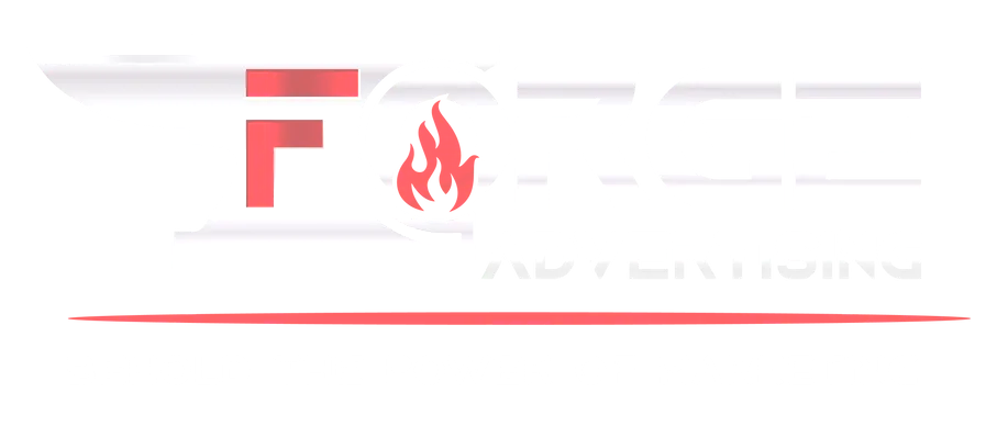 A red and white logo with a fire in the middle.
