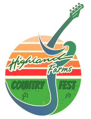 A logo for the highland farms country fest