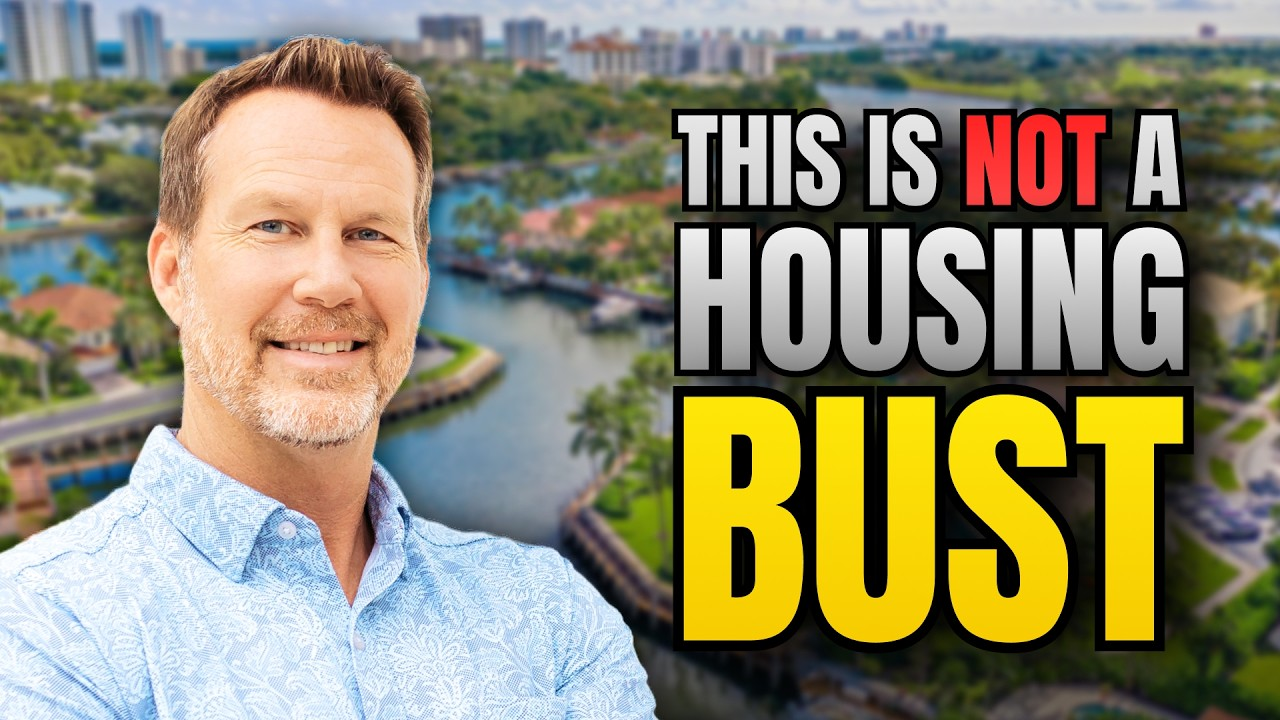 Man smiling before city skyline with bold text: “THIS IS NOT A HOUSING BUST”