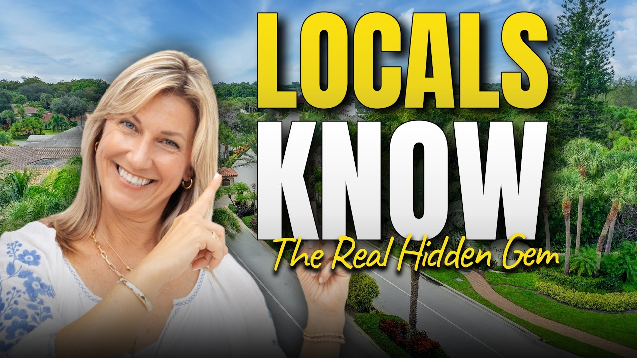 Smiling woman beside text “LOCALS KNOW” and “The Real Hidden Gem” over a scenic garden backdrop