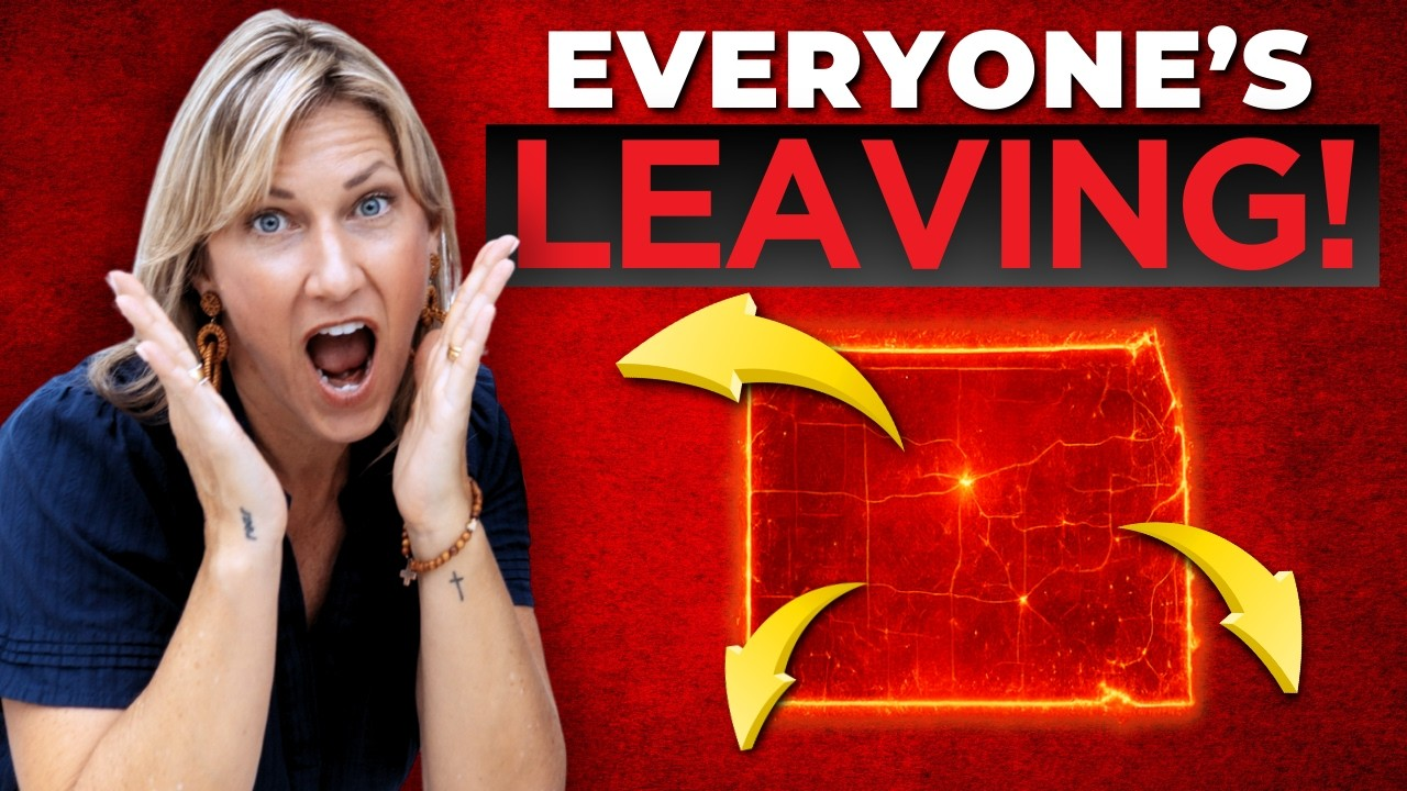 Shocked woman beside bold text “EVERYONE’S LEAVING!” and yellow arrows around a red glowing rectangle