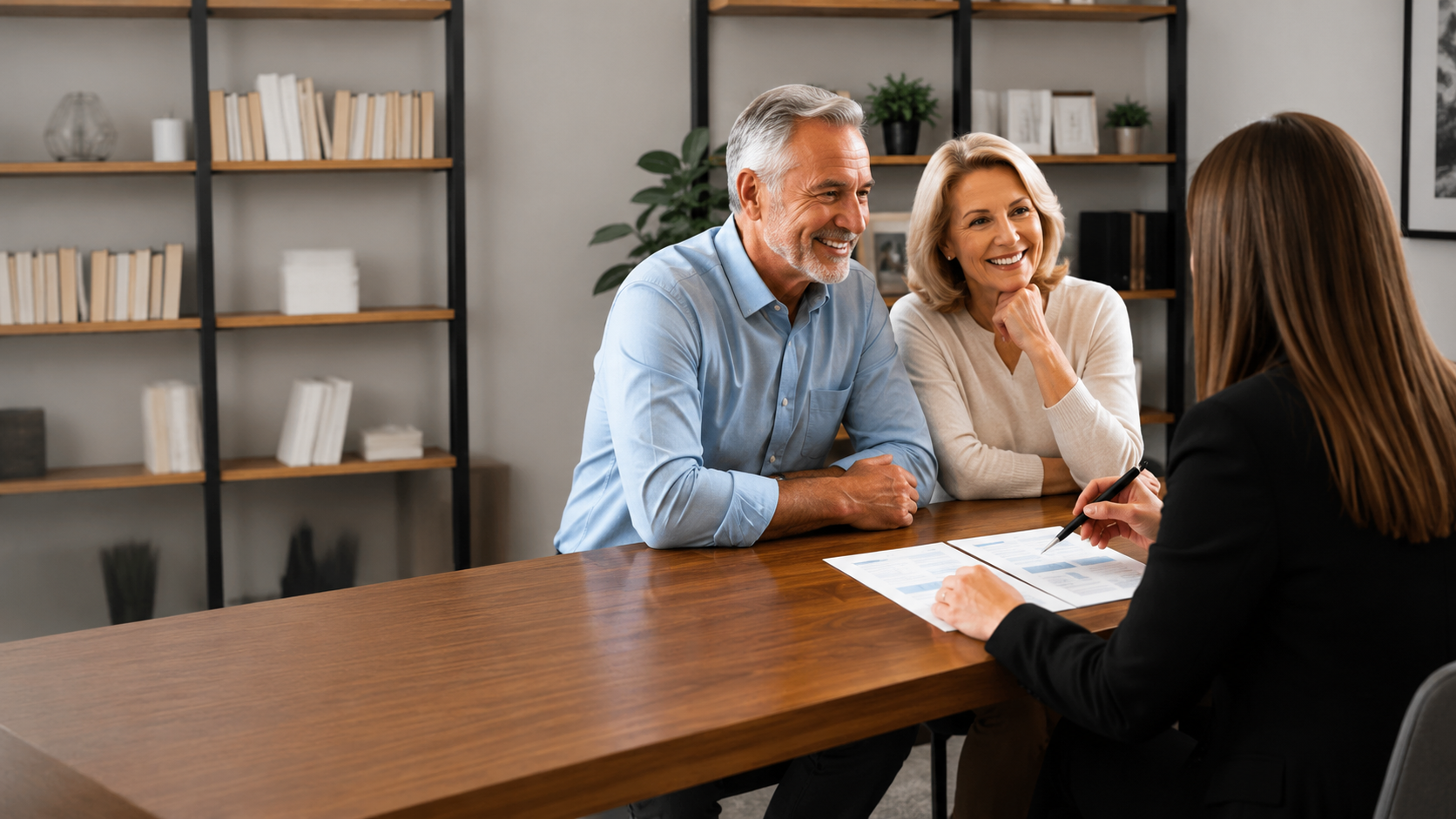 Two People Meeting with An Advisor at A Desk in A Bright Office — Midcoast Financial Planning Group in Tuncurry, NSW