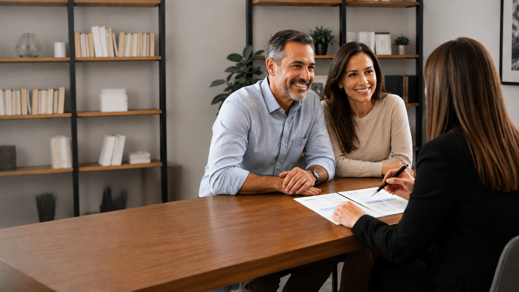 Couple Meeting with A Financial Advisor at A Desk in A Modern Office — Midcoast Financial Planning Group in Tuncurry, NSW