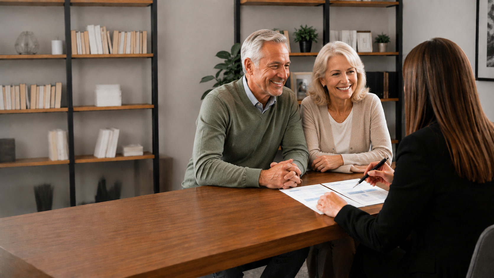 Couple Meeting With a Financial Advisor at a Desk in a Modern Office — Midcoast Financial Planning Group in Forster, NSW