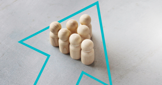 Wooden Figures Grouped Inside A Teal Arrow — Midcoast Financial Planning Group in Tuncurry, NSW