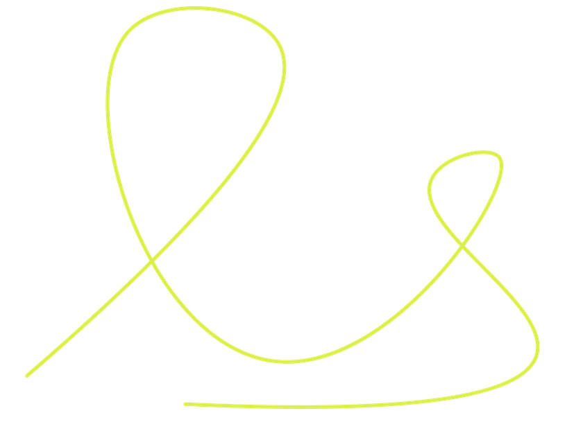 Yellow ribbon-like squiggle on a white background