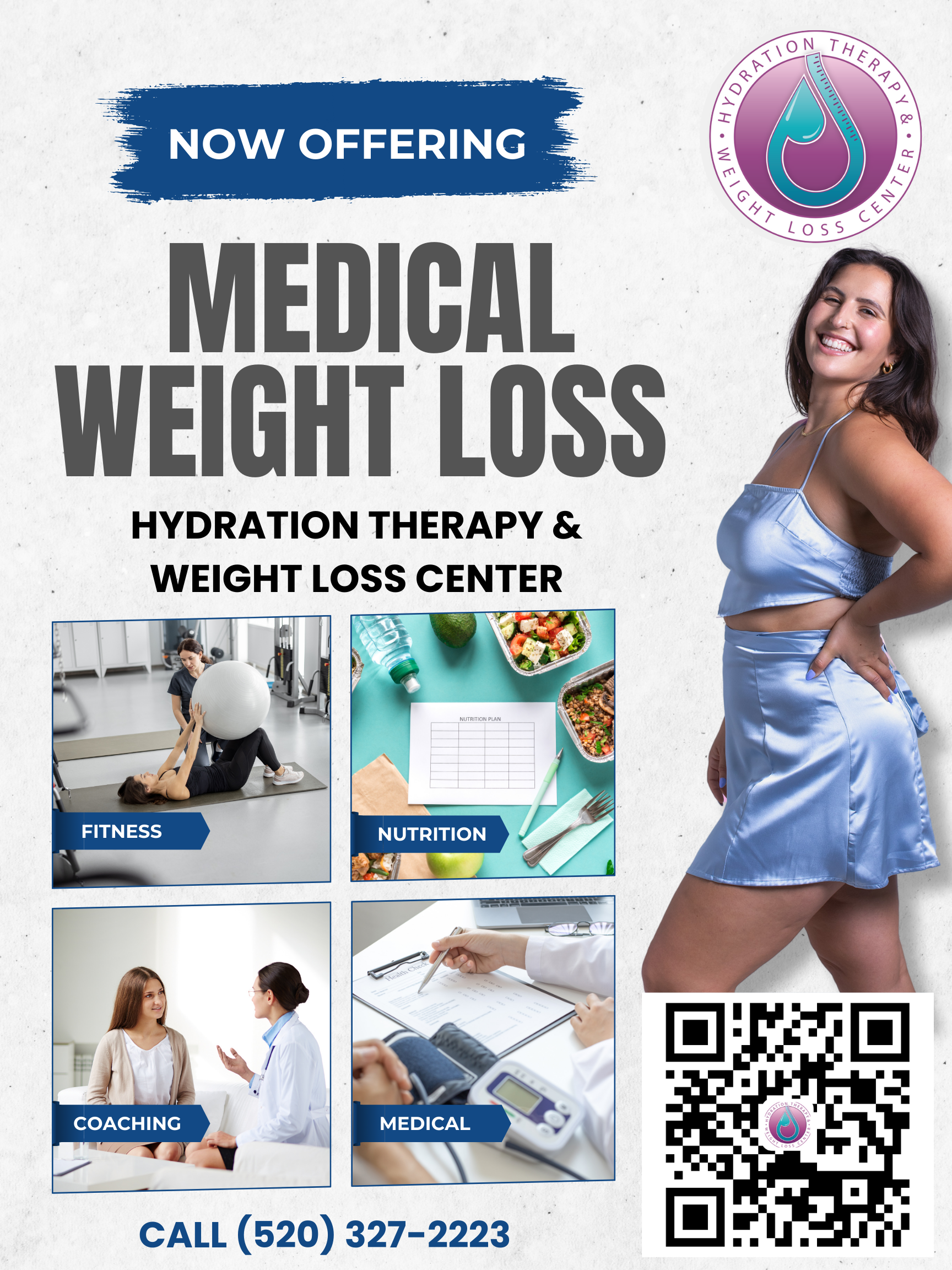 Medical weight loss center, featuring a smiling woman
