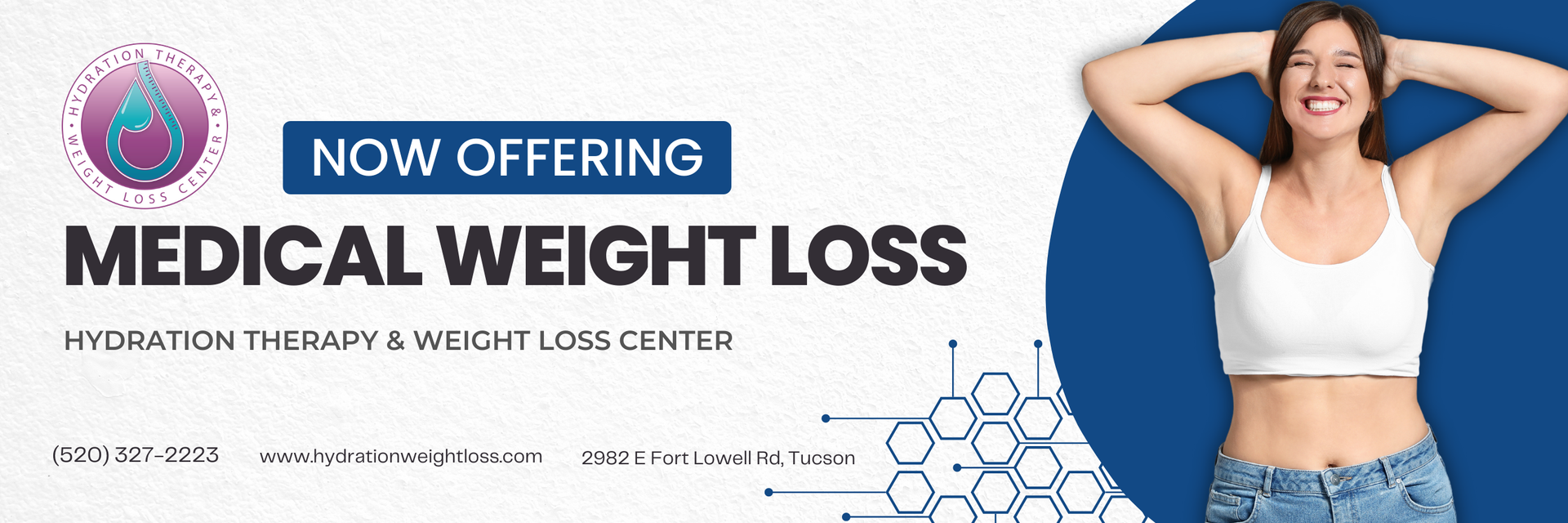 Banner for a medical weight loss center. Offers 