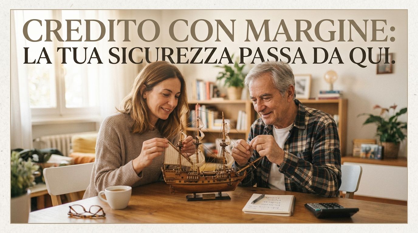 Coppia matura calcola le spese di casa al tavolo mentre assembla un veliero in legno per hobby.