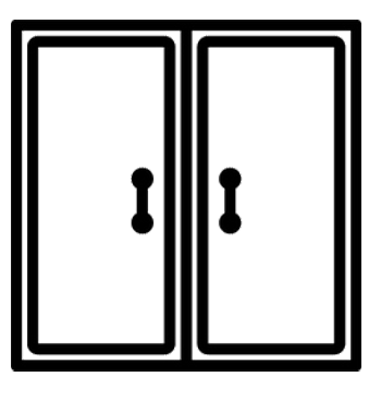 Double doors with handles.