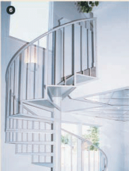 A picture of a spiral staircase with the number 6 on it