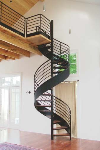 black metal spiral stair at a residence