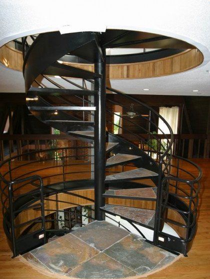 black metal spiral stair