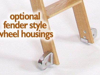 A wooden ladder with optional fender style wheel housings